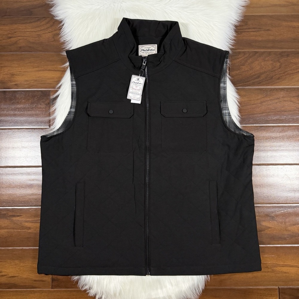 Flag & Anthem Men's Size XXL Black Diamond Quilted Vest Jacket Pockets Lined
